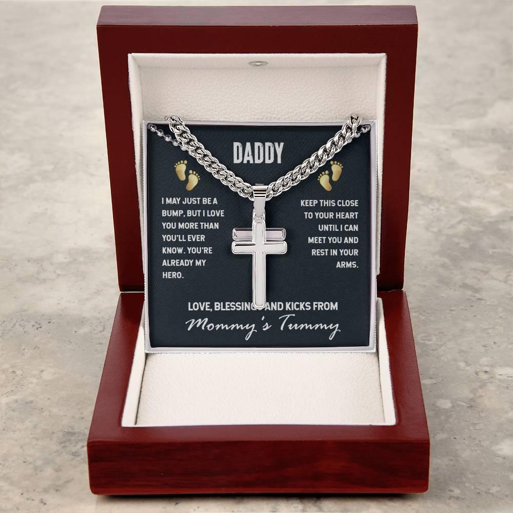 To my husband i can't wait to see you dad - ball chain cross necklace - Prestige Shoppes