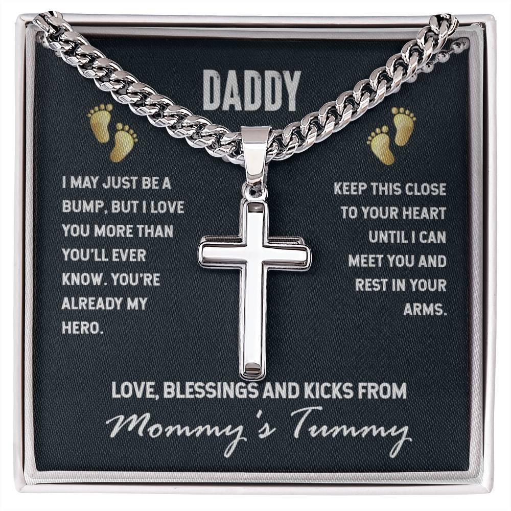 To my husband i can't wait to see you dad - ball chain cross necklace - Prestige Shoppes