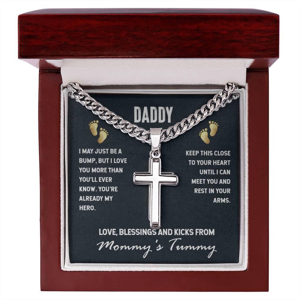 To my husband i can't wait to see you dad - ball chain cross necklace - Prestige Shoppes