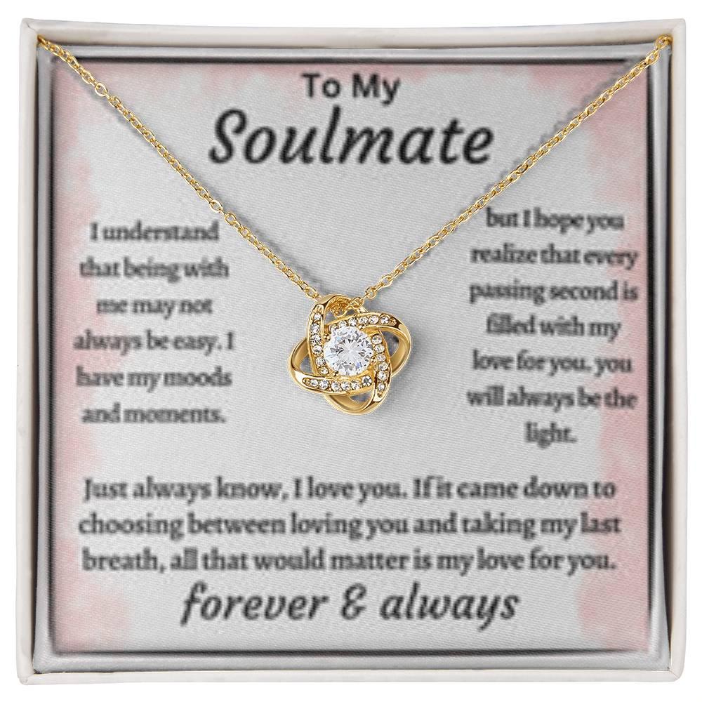 To My Soulmate - I choose You Over Breathing - Love Knot Necklace - Gift For Couples - Prestige Shoppes