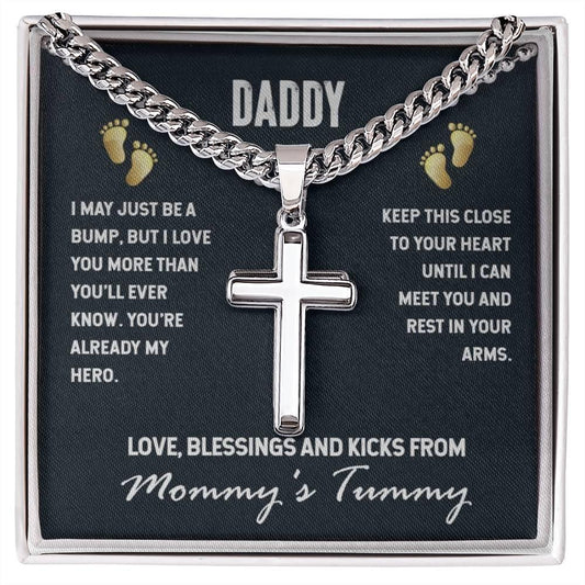 To my husband i can't wait to see you dad - ball chain cross necklace - Prestige Shoppes