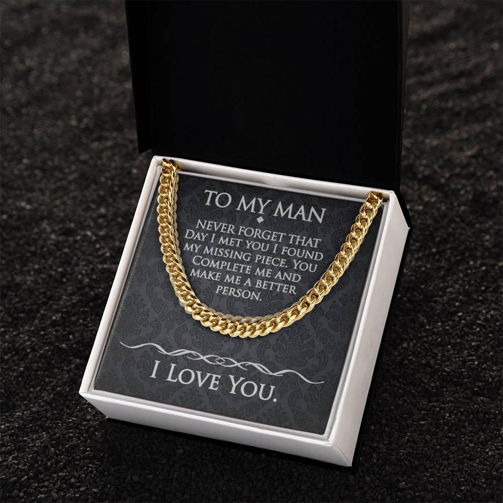To My Man - The Day We Met - Cuban Link Chain - Prestige Shoppes