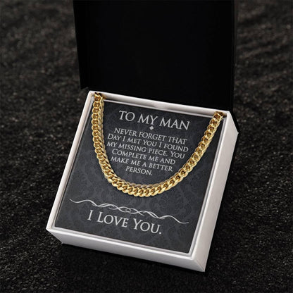 To My Man - The Day We Met - Cuban Link Chain - Prestige Shoppes