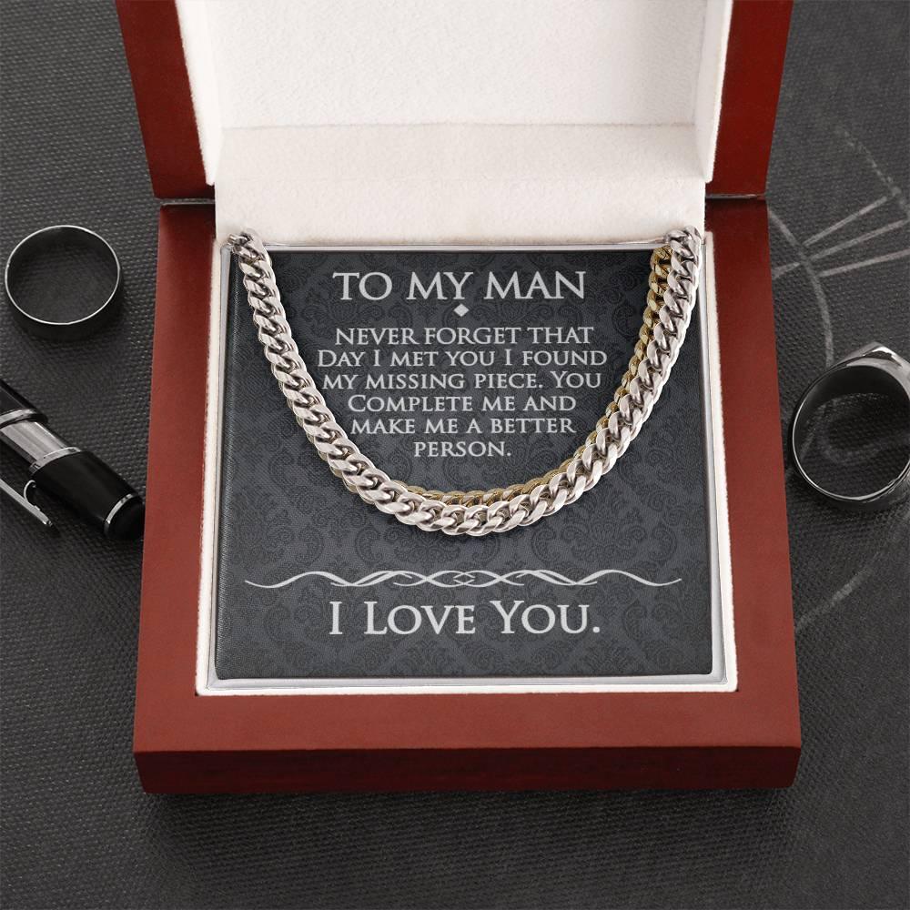 To My Man - The Day We Met - Cuban Link Chain - Prestige Shoppes