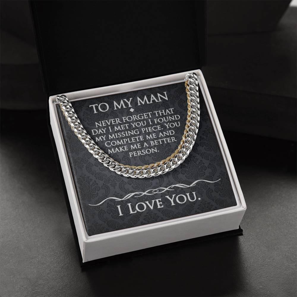 To My Man - The Day We Met - Cuban Link Chain - Prestige Shoppes