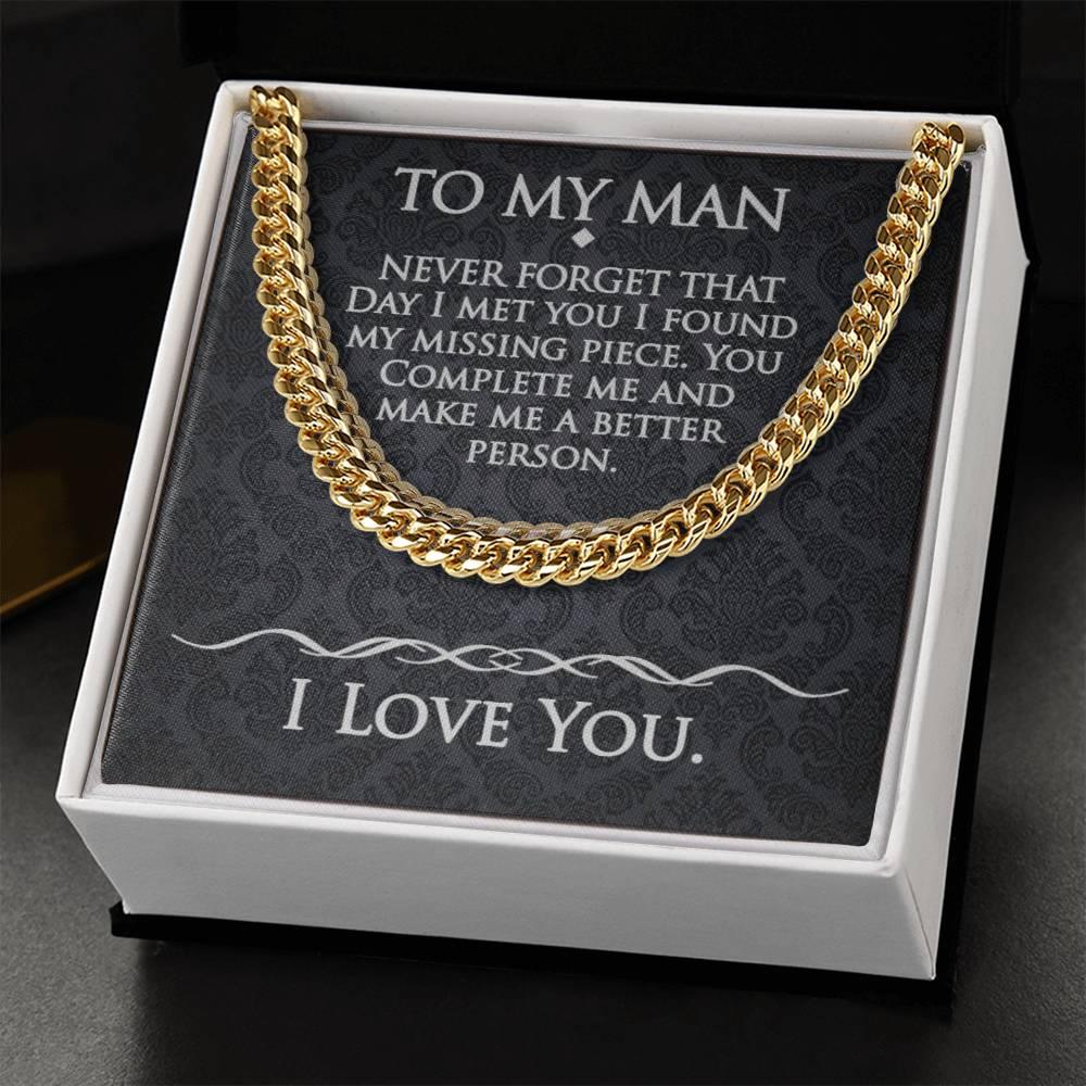 To My Man - The Day We Met - Cuban Link Chain - Prestige Shoppes