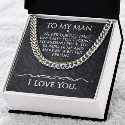 To My Man - The Day We Met - Cuban Link Chain - Prestige Shoppes