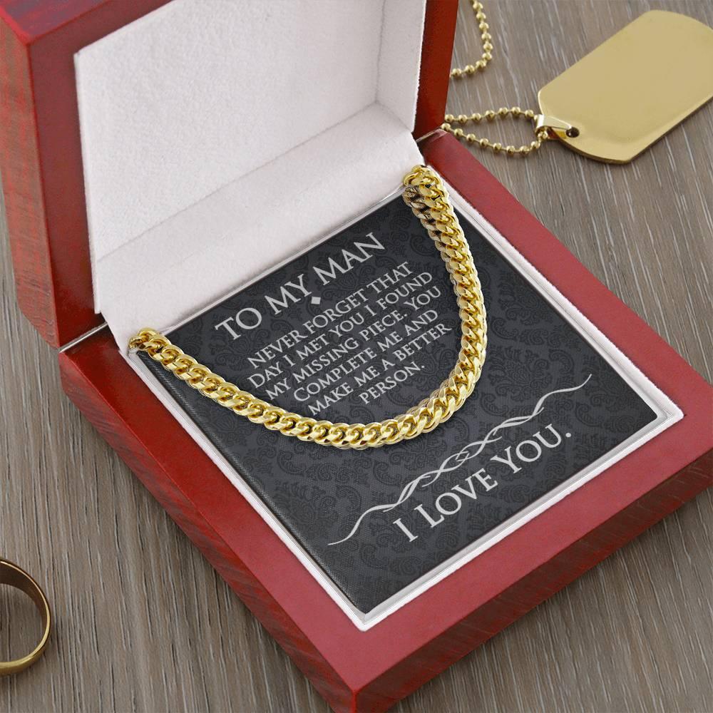To My Man - The Day We Met - Cuban Link Chain - Prestige Shoppes